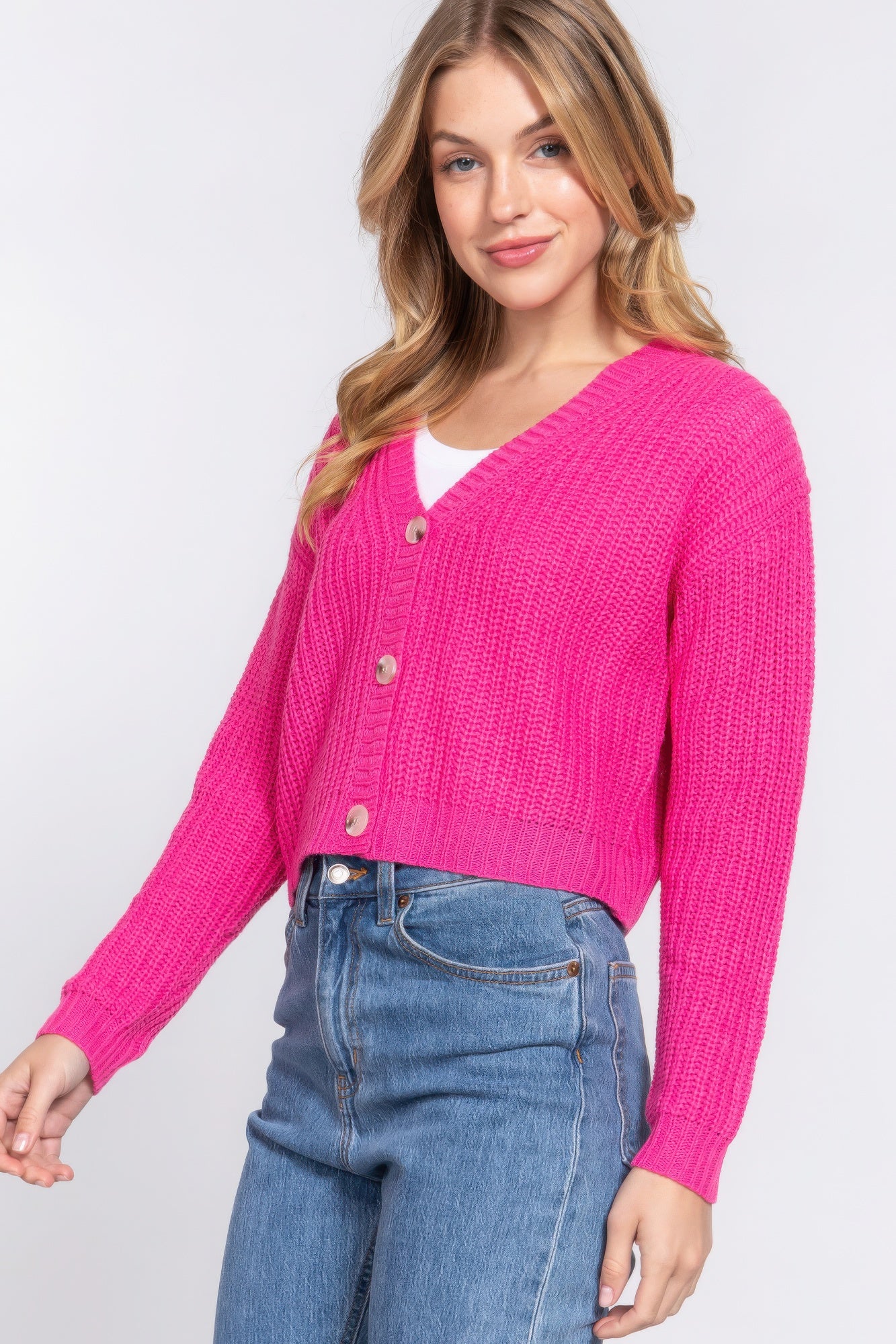 Long slv v-neck sweater cardigan