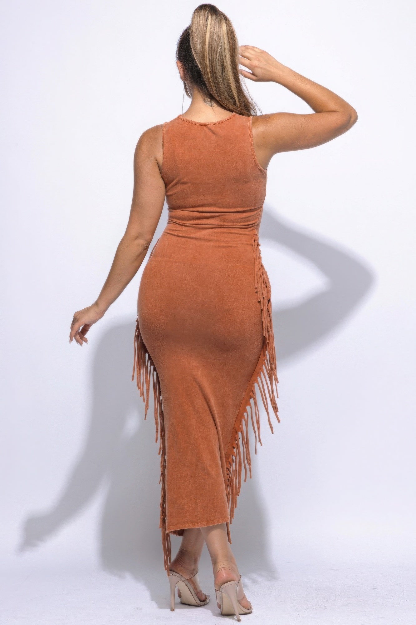 Fringe Cut Out Maxi Dress